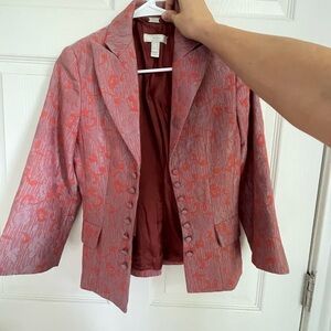 Mango Pink Brocade Textured Blazer